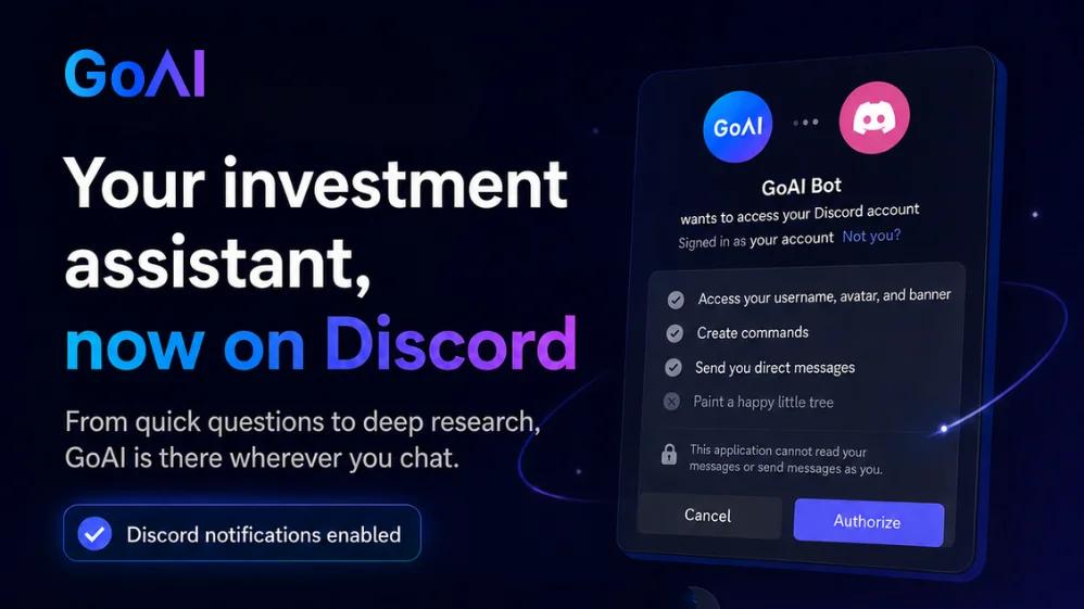 GoAI investment assistant available through Discord chat