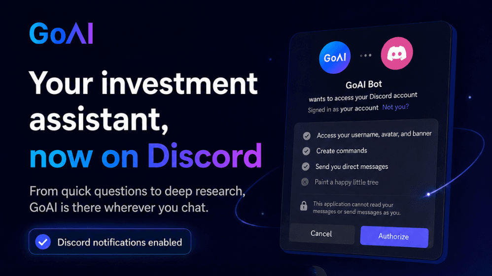 GoAI investment assistant available through Discord chat